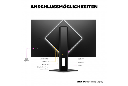 Monitor HP OMEN 27u 68,6 cm (27″) 4K UHD IPS LED HDR 144 Hz FreeSync